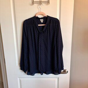 Stylus Polka Dot Blouse w/ Bow Tie Detail